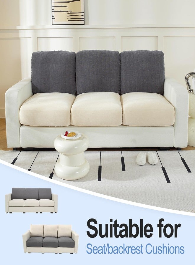 WEYOND Large Backrest Cushion Covers Super Stretch Backrest Covers for 3 Cushion Couch Sofa, Couch Back Cushion Covers Featuring with Chenille Yarn (Softer Version, 3PC, Dark Grey) - Image 2